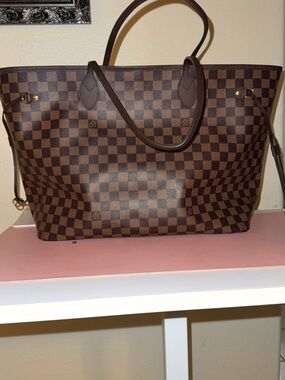 Classic Brown Checkered Tote Bag